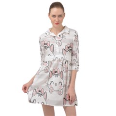 Cat With Bow Pattern Mini Skater Shirt Dress by Hannah976