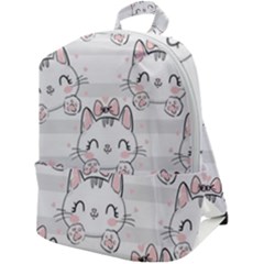 Cat With Bow Pattern Zip Up Backpack by Hannah976