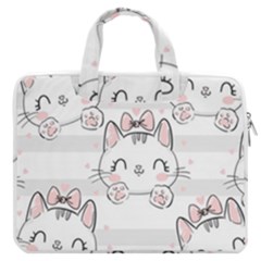 Cat With Bow Pattern Macbook Pro 13  Double Pocket Laptop Bag by Hannah976