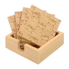 Cat With Bow Pattern Bamboo Coaster Set by Hannah976