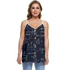 Mathematical Seamless Pattern With Geometric Shapes Formulas Casual Spaghetti Strap Chiffon Top by Hannah976