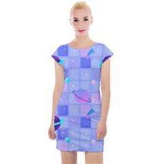 Seamless Pattern Pastel Galaxy Future Cap Sleeve Bodycon Dress by Hannah976