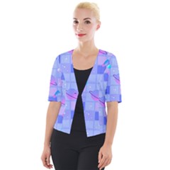 Seamless Pattern Pastel Galaxy Future Cropped Button Cardigan by Hannah976