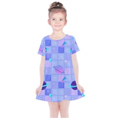 Seamless Pattern Pastel Galaxy Future Kids  Simple Cotton Dress by Hannah976