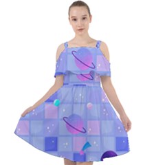 Seamless Pattern Pastel Galaxy Future Cut Out Shoulders Chiffon Dress by Hannah976