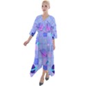 Seamless Pattern Pastel Galaxy Future Quarter Sleeve Wrap Front Maxi Dress View1