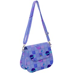 Seamless Pattern Pastel Galaxy Future Saddle Handbag by Hannah976