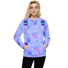 Seamless Pattern Pastel Galaxy Future Women s Lightweight Drawstring Hoodie by Hannah976