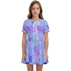 Seamless Pattern Pastel Galaxy Future Kids  Sweet Collar Dress