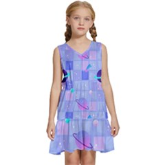 Seamless Pattern Pastel Galaxy Future Kids  Sleeveless Tiered Mini Dress by Hannah976