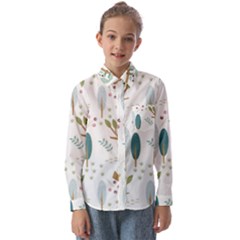 Pattern Sloth Woodland Kids  Long Sleeve Shirt by Hannah976