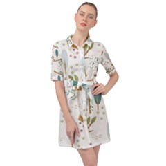 Pattern Sloth Woodland Belted Shirt Dress by Hannah976