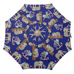 Hand Drawn Cute Sloth Pattern Background Straight Umbrellas by Hannah976