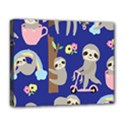 Hand Drawn Cute Sloth Pattern Background Deluxe Canvas 20  x 16  (Stretched) View1