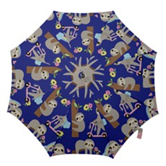 Hand Drawn Cute Sloth Pattern Background Hook Handle Umbrellas (large) by Hannah976