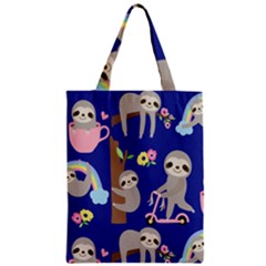 Hand Drawn Cute Sloth Pattern Background Zipper Classic Tote Bag by Hannah976