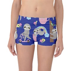 Hand Drawn Cute Sloth Pattern Background Boyleg Bikini Bottoms by Hannah976