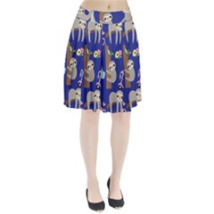 Hand Drawn Cute Sloth Pattern Background Pleated Skirt by Hannah976