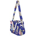 Hand Drawn Cute Sloth Pattern Background Rope Handles Shoulder Strap Bag View1