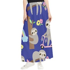 Hand Drawn Cute Sloth Pattern Background Maxi Chiffon Skirt by Hannah976