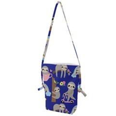 Hand Drawn Cute Sloth Pattern Background Folding Shoulder Bag by Hannah976