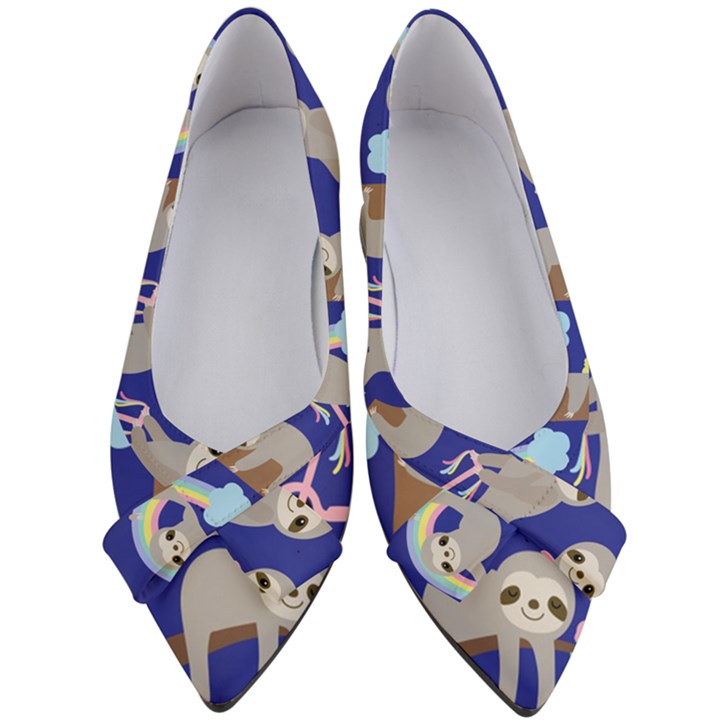 Hand Drawn Cute Sloth Pattern Background Women s Bow Heels