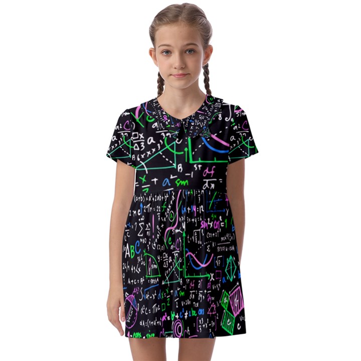 Math Linear Mathematics Education Circle Background Kids  Asymmetric Collar Dress