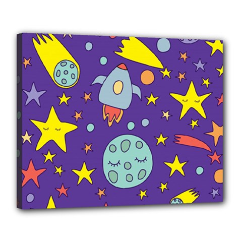 Card With Lovely Planets Canvas 20  X 16  (stretched) by Hannah976