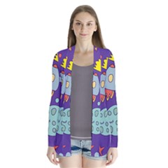 Card With Lovely Planets Drape Collar Cardigan by Hannah976