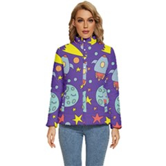 Card With Lovely Planets Women s Puffer Bubble Jacket Coat by Hannah976