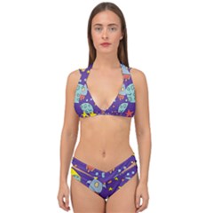 Card With Lovely Planets Double Strap Halter Bikini Set by Hannah976