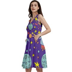 Card With Lovely Planets Sleeveless V-neck Skater Dress With Pockets by Hannah976