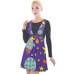 Card With Lovely Planets Plunge Pinafore Velour Dress by Hannah976