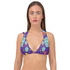 Card With Lovely Planets Double Strap Halter Bikini Top by Hannah976