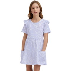 Tropical Monstera Kids  Frilly Sleeves Pocket Dress