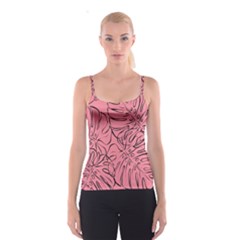 Pink Monstera Spaghetti Strap Top by ConteMonfrey