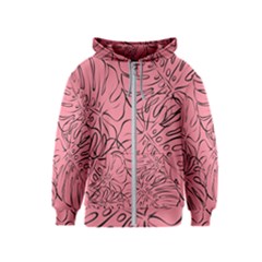 Pink Monstera Kids  Zipper Hoodie by ConteMonfrey