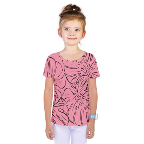 Pink Monstera Kids  One Piece T-shirt by ConteMonfrey