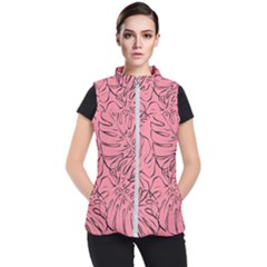 Pink Monstera Women s Puffer Vest by ConteMonfrey