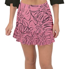 Pink Monstera Fishtail Mini Chiffon Skirt by ConteMonfrey