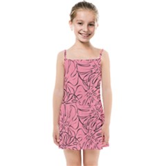 Pink Monstera Kids  Summer Sun Dress by ConteMonfrey