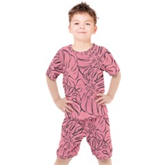 Pink Monstera Kids  T-shirt And Shorts Set by ConteMonfrey