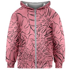 Pink Monstera Kids  Zipper Hoodie Without Drawstring by ConteMonfrey