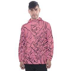 Pink Monstera Men s Front Pocket Pullover Windbreaker