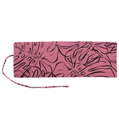 Pink Monstera Roll Up Canvas Pencil Holder (m) by ConteMonfrey