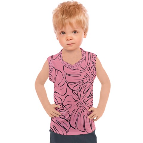 Pink Monstera Kids  Sport Tank Top by ConteMonfrey