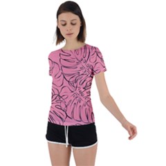 Pink Monstera Back Circle Cutout Sports T-shirt by ConteMonfrey