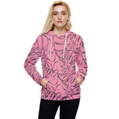 Pink Monstera Women s Lightweight Drawstring Hoodie by ConteMonfrey