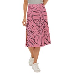 Pink Monstera Midi Panel Skirt by ConteMonfrey