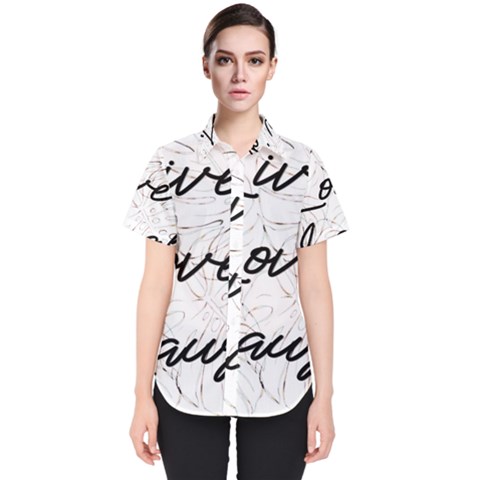 Live Love Laugh Monstera  Women s Short Sleeve Shirt by ConteMonfrey